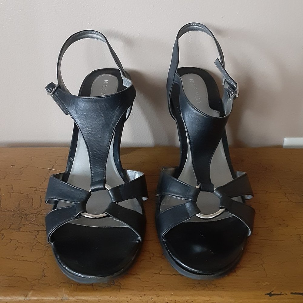Nine West Sandals Heels Size 9.5 Black